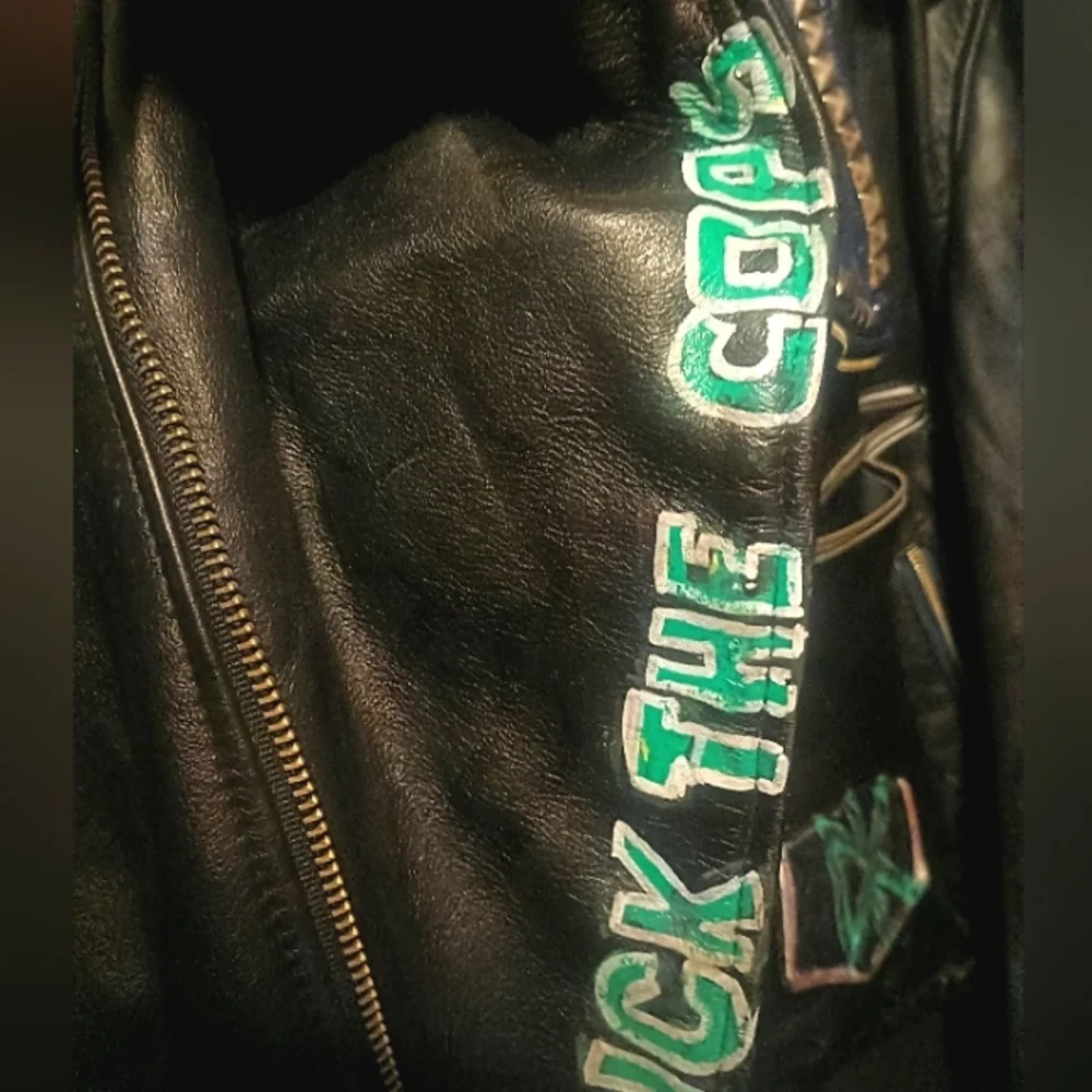 AUTH Punk Studded Leather Jacket worn by member of CA hardcore PUNK band - Picture 7 of 14